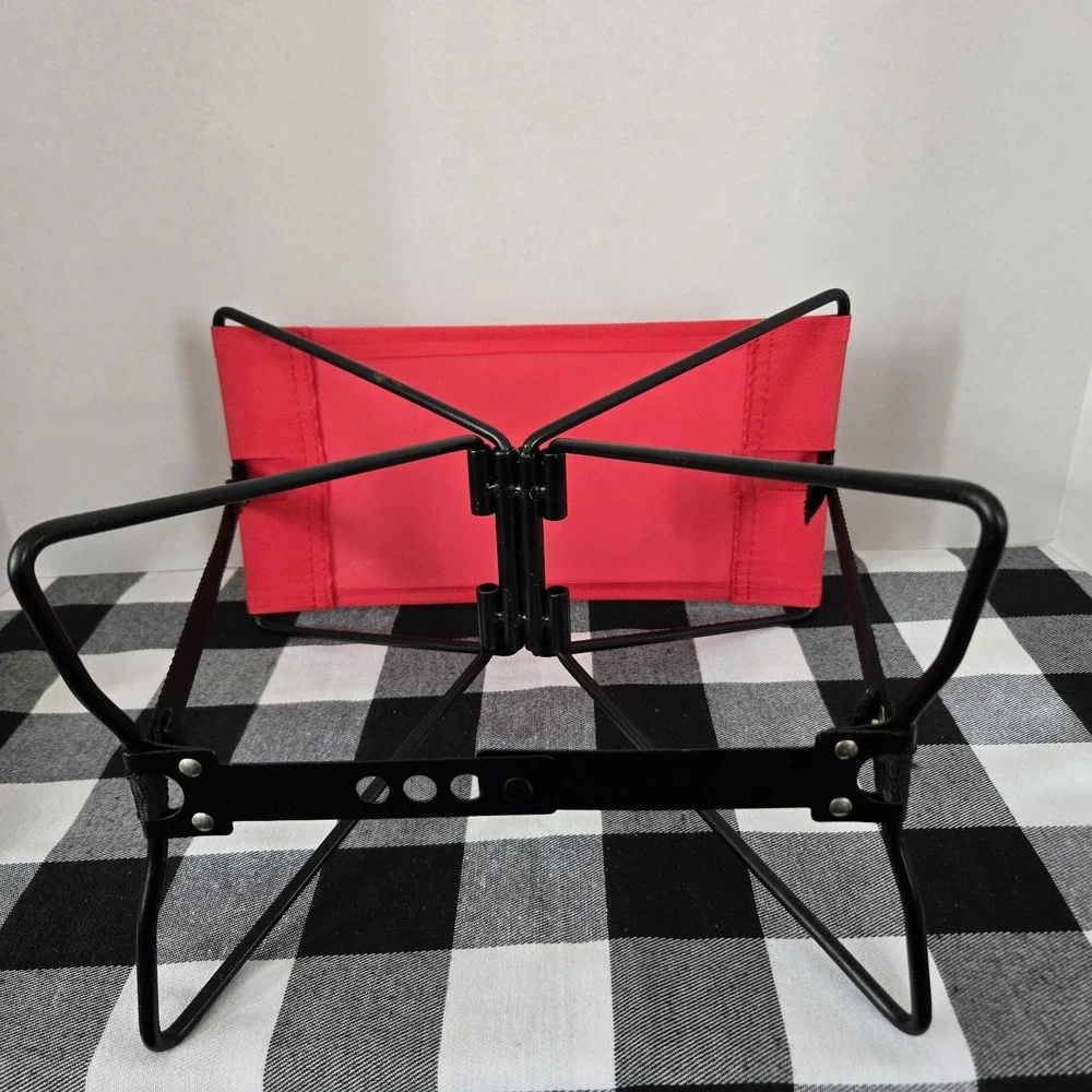 Red Folding Travel Camping Chair Canvas Seat Metal Frame Carrying Bag Convenient